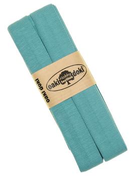 Oaki Doki Jersey Schrägband gefalzt 3m Coupon Aqua Türkis